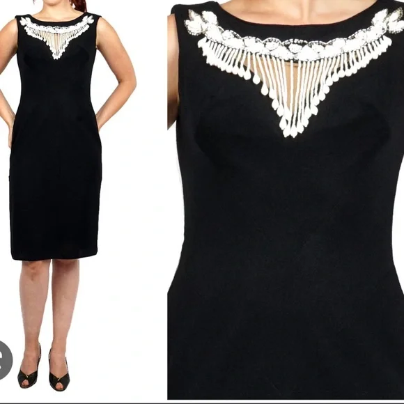 Sydney North Beckman’s vintage baby blue wiggle dress beaded neckline - Picture 14 of 14